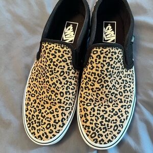 Vans Leopard Print Slip-On Sneakers - Size 10